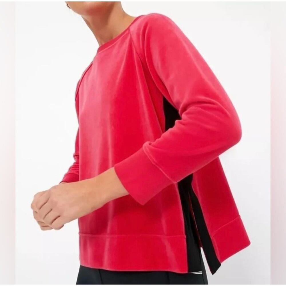 Tuckernuck Sport Maggie Velour Shirt Womens XS Hot Pink Black Oversized Boxy‎
